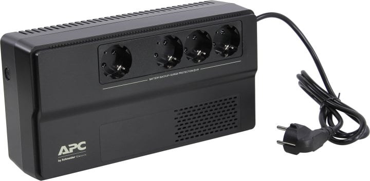 BV1000I-GR - Источник бесперебойного питания, APC, Easy UPS BV1000I-GR, Линейно-интерактивный, Мощность 1000ВА/600Вт, Напольный, 230В, Вых: 4x Schuko, 12В/9Ач, Чёрный