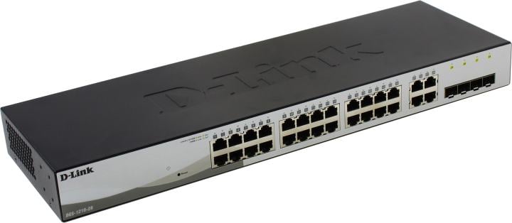 D-Link Управляемый коммутатор 2 уровня DGS-1210-28/FL, оснащенный 24 портами 10/100/1000Base-T и 4 комбо-портами 100/1000Base-T/SFP, поддерживает технологию D-Link Green и расширенные функции управления и безопасности, обеспечивая высокую производительность и масштабирование сети.