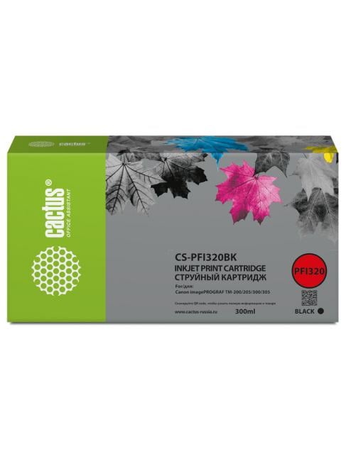 Картридж струйный Cactus CS-PFI320BK черный (300мл) для Canon  imagePROGRAF  TM-200/TM-200  MFP L24ei/TM-205/TM-300