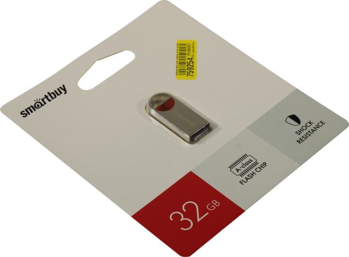 Флешка USB SmartBuy MC8 Metal Red (SB032GbMC8), 32Gb, USB 2.0, R/W 25/15, красный/серебристый
