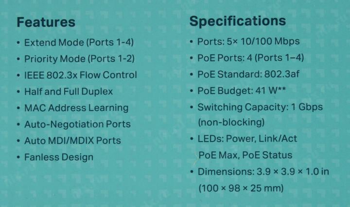 TP-LINK <TL-SF1005LP> 5-Port Desktop Switch (1UTP 100Mbps  +  4UTP  100Mbps PoE)