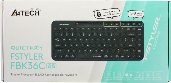 Клавиатура A4Tech Fstyler Bluetooth&Wireless FBK36C  AS Black <USB>