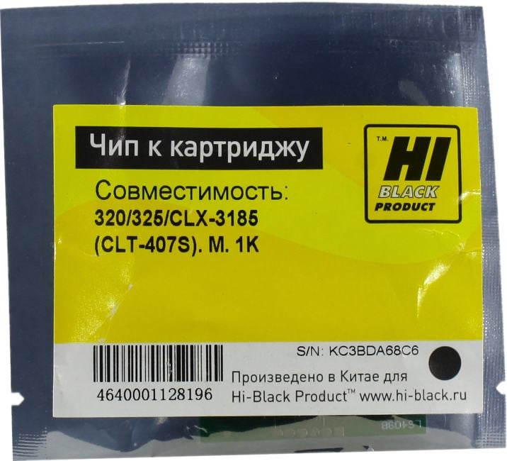 Чип Hi-Black к картриджу Samsung CLP-320/ 325/ CLX-3185 (CLT-407S), Bk, 1,5K