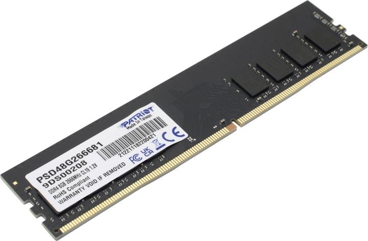 Оперативная память для компьютера 8Gb (1x8Gb) PC4-21300 2666MHz DDR4 DIMM CL19 Patriot Signature Line PSD48G266681