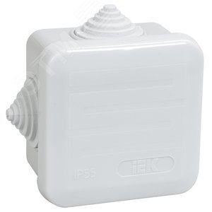 Коробка IEK UKOZ11-070-070-040-K41-44 КМ41236 распаячная о/п 70х70х40мм IP44  (RAL7035,  4  гермоввода, защелкив.крышка)