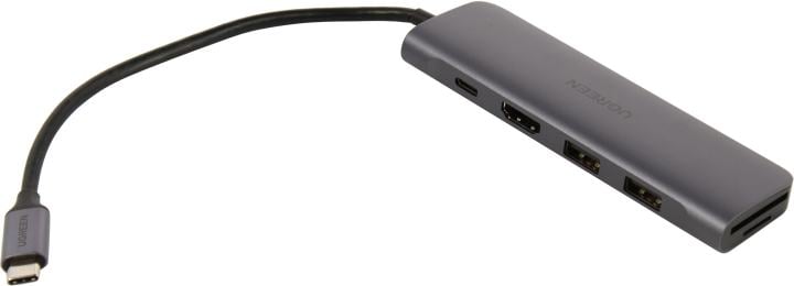 USB-C хаб Ugreen 70411, 6-в-1, 2×USB 3.0, HDMI 4K, PD 100W, SD/microSD