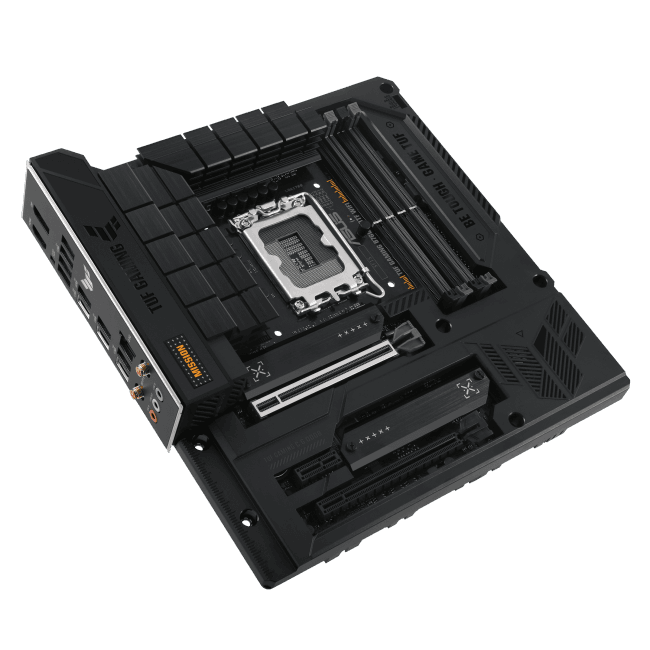 ASUS TUF GAMING B760M-BTF WIFI (RTL) LGA1700 <B760> 2xPCI-E HDMI+DP 2.5GbLAN+WiFi+BT  SATA MicroATX 4DDR5