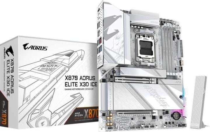 X870 A ELITE X ICE Материнская плата Gigabyte X870 AORUS ELITE X3D ICE Socket AM5 AMD X870 4xDDR5 ATX AC`97  8ch(7.1)  5G