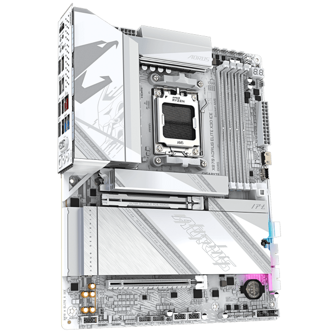 X870 A ELITE X ICE Материнская плата Gigabyte X870 AORUS ELITE X3D ICE Socket AM5 AMD X870 4xDDR5 ATX AC`97  8ch(7.1)  5G