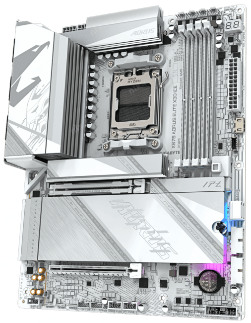 X870 A ELITE X ICE Материнская плата Gigabyte X870 AORUS ELITE X3D ICE Socket AM5 AMD X870 4xDDR5 ATX AC`97  8ch(7.1)  5G