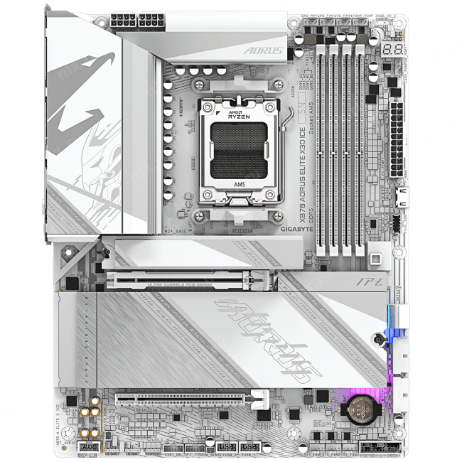 X870 A ELITE X ICE Материнская плата Gigabyte X870 AORUS ELITE X3D ICE Socket AM5 AMD X870 4xDDR5 ATX AC`97  8ch(7.1)  5G