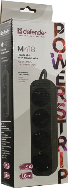Сетевой удлинитель Defender M418 <1.8м>  (4 розетки) <99325>