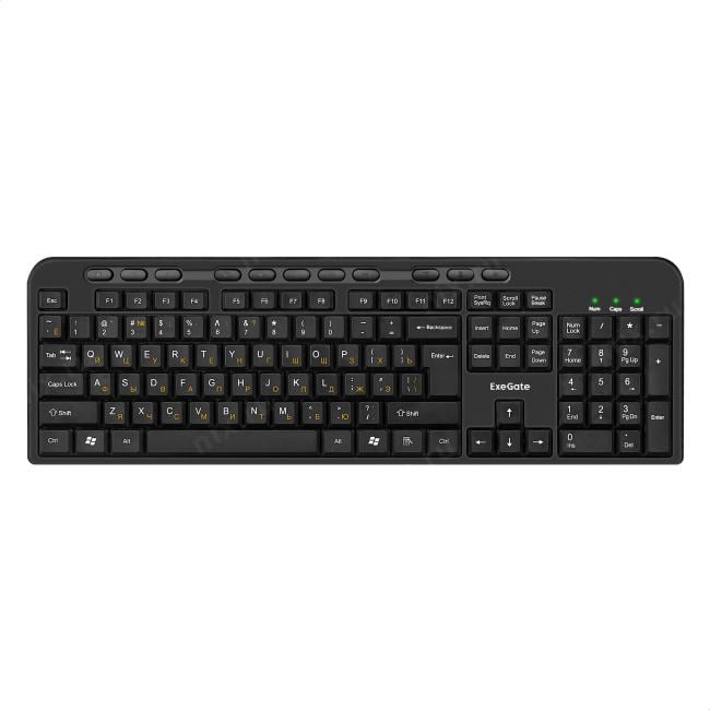 Exegate EX298903RUS Комплект ExeGate Professional Standard Combo MK150 (клавиатура мультимедийная влагозащищенная 116кл. + мышь оптическая 1200dpi, 3 кнопки и колесо прокрутки, длина кабелей 1,5м; USB