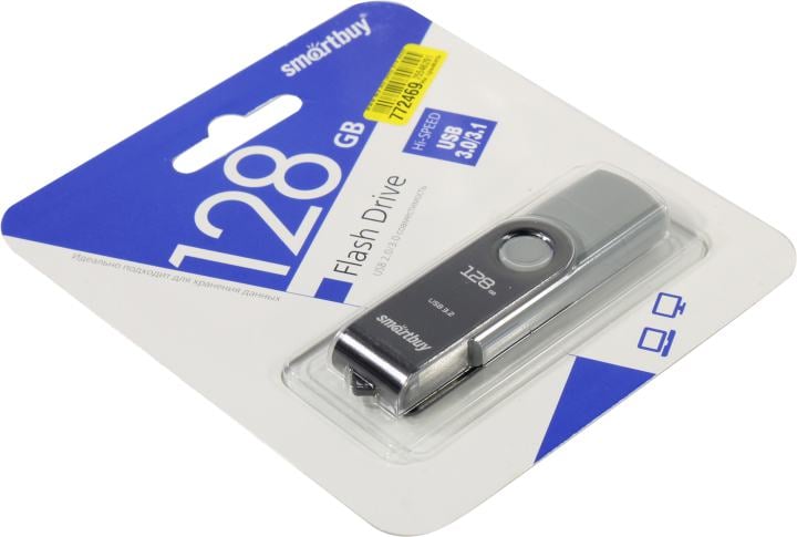 USB флеш накопитель_128 Gb SmartBuy Twist Dual Black Type-C/Type-A /пласт-металл/повор./SB128GB3DUOTWK