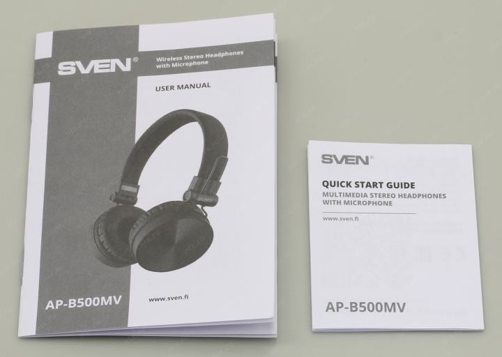 Наушники с микрофоном SVEN AP-B500MV <Black>(Bluetooth, беспроводные +  шнур 0.8м, Li-Ion)