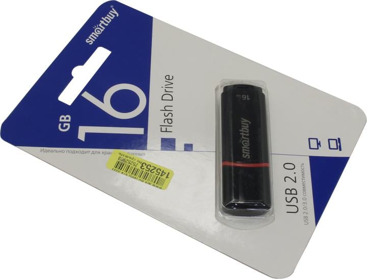 Флешка USB Smartbuy SB16GBCRW-K, 16 ГБ, USB 2.0