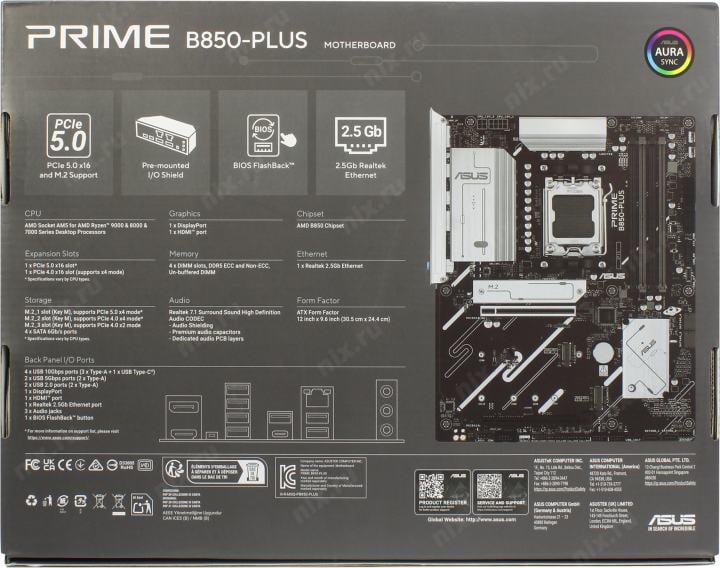 ASUS PRIME B850-PLUS (RTL) AM5 <B850> 2xPCI-E HDMI+DP 2.5GbLAN  SATA ATX 4DDR5