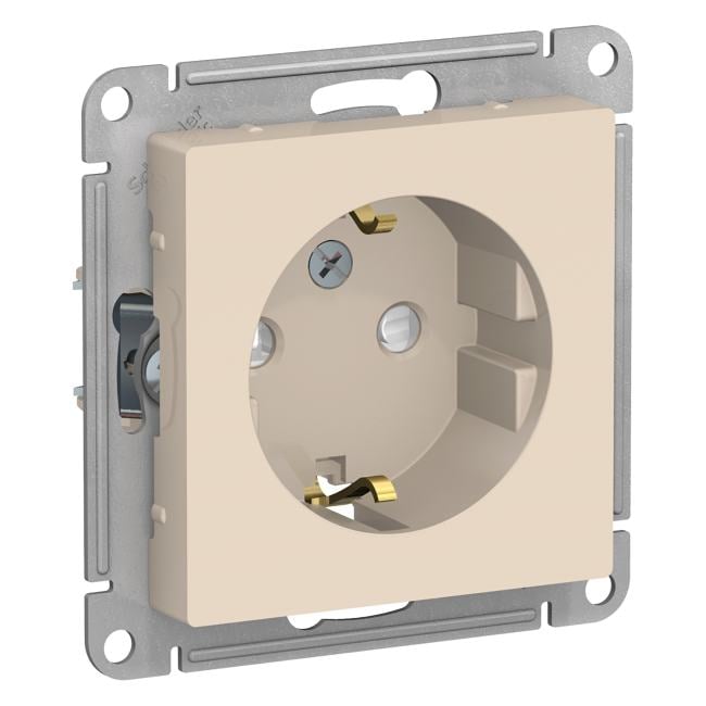 Розетка Schneider Electric ATN000245 AtlasDesign, с заземлением, 16А, бежевый