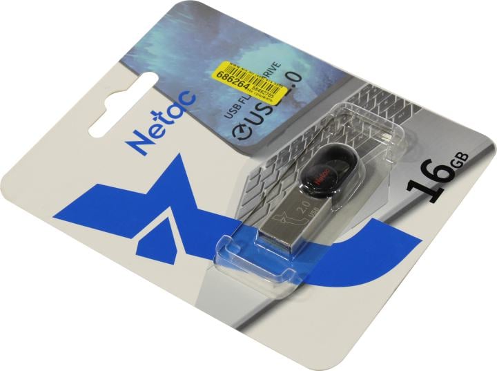 Netac <NT03UM2N-016G-20BK> USB2.0 Flash Drive  16Gb  (RTL)