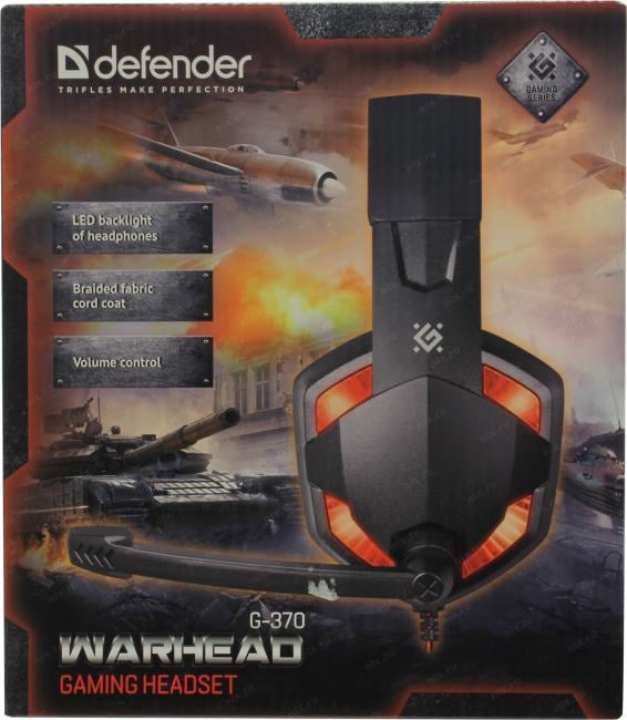 Наушники с микрофоном Defender Warhead G-370 (шнур 2м,  с  регулятором  громкости) <64037>