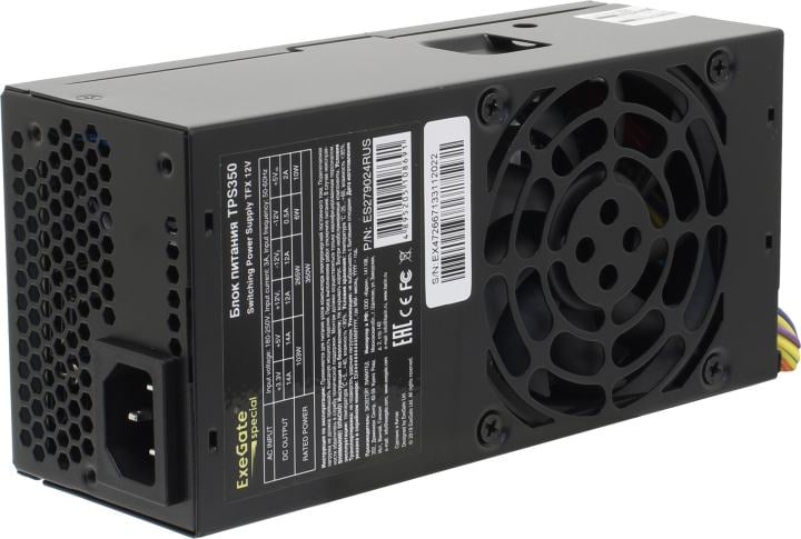 Exegate ES279024RUS Блок питания 350W Exegate Special TPS350, TFX, black, 8cm fan, 24p+4p, 2*SATA, 1*IDE, FDD