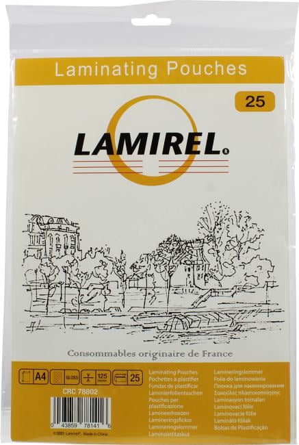 Пакеты для ламинирования Lamirel CRC78802, A4, 125мкм, глянцевые, 25 шт