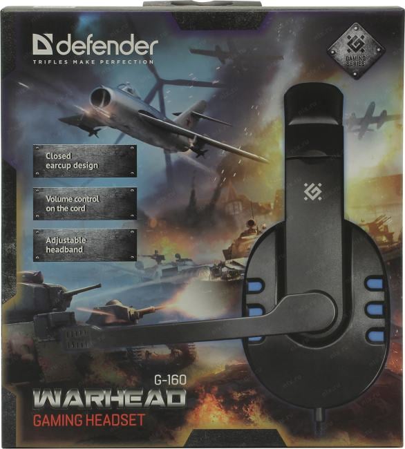 Наушники с микрофоном Defender Warhead G-160 (шнур 2.5м, с регулятором  громкости)  <64118>