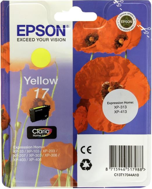 <050054> Картридж струйный EPSON T1704 17 для Epson XP-33/103/203/207/303/306/403/406, жёлтый [C13T17044A10]