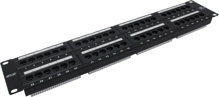 Патч-панель NETLAN EC-URP-48-UD2, 19", 2U, 48 портов, Cat.5e, неэкранированная
