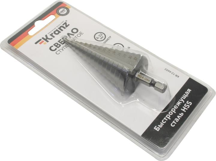 Сверло по металлу ступенчатое 4,0-32,0 мм 102 mm 62 HRC Kranz (KR-12-6603)