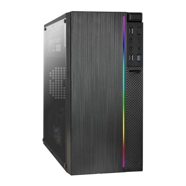 Компьютерный корпус Minitower ExeGate mEVO-9301-EVO800 (mATX, БП EVO800RGb с вент. 12см, с окном, 2хUSB+1хUSB 3.0, HD аудио, черный, с RGb подсветкой)