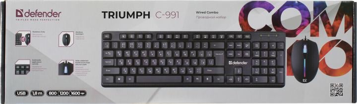 Defender Triumph <C-991> Black (Кл-ра, USB+Мышь  3кн,Roll,  Optical,  USB) <45991>