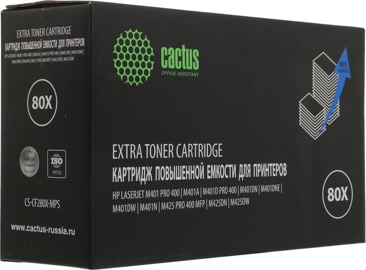 Картридж Cactus CS-CF280X-MPS Black для  HP LJ 400/M401/M425