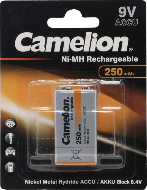 Аккумулятор Camelion NH-9V250BP1 (8.4V, 250mAh) NiMH,  типа "Крона"