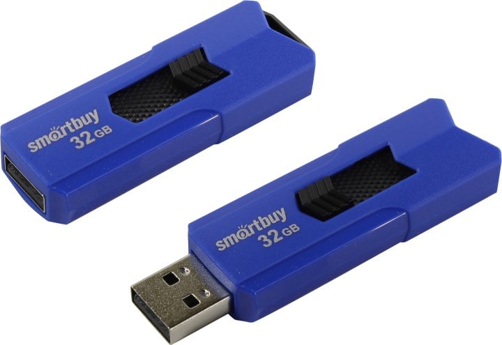 Флешка USB Smartbuy STREAM Blue (SB32GbST-B), 32Gb, USB 2.0, R/W 25/15, синий/черный