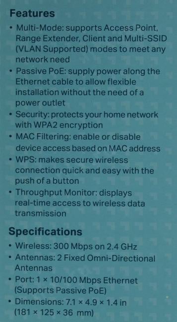 TP-LINK <TL-WA801N> Wireless N Access Point (1UTP 100Mbps  PoE, 802.11b/g/n, 300Mbps)