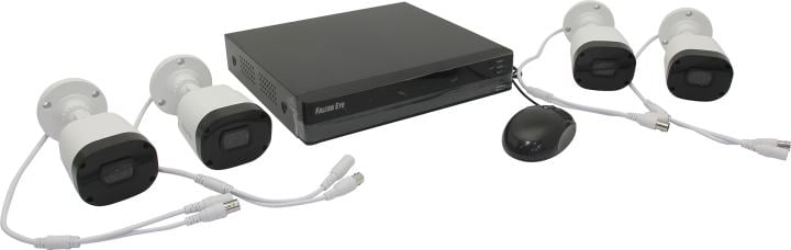 Falcon Eye <FE-104MHD KIT ДАЧА SMART> (HVR 4Video In/4IP-cam,150FPS,1xSATA,LAN,USB2.0,VGA,HDMI + 4  cam F=3.6, LED)