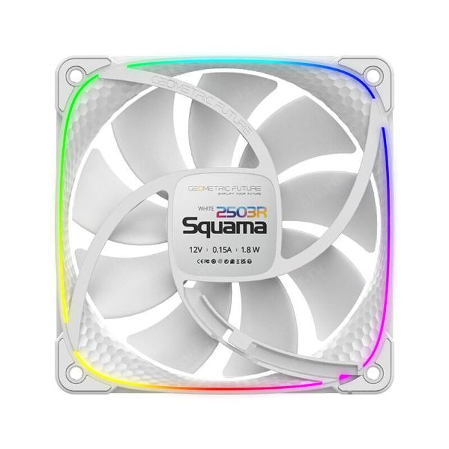 Geometric Future Squama 2503RW Single Pack 1F2503R112011 / 120mm, 2000 RPM, 69.11 CFM, 30.92 dBA, 5V ARGB,  White,  Rever