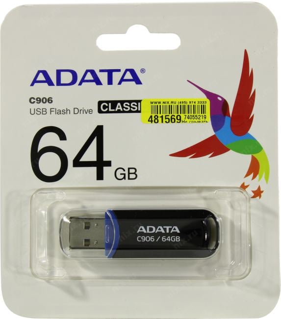 ADATA Classic C906 <AC906-64G-RBK> USB2.0  Flash Drive 64Gb