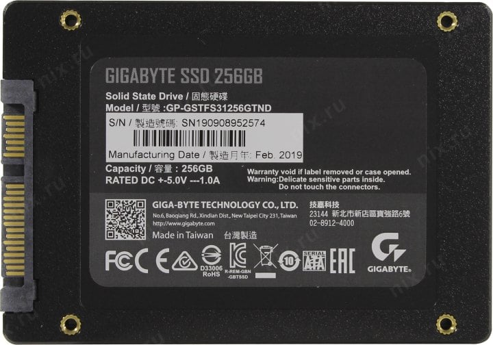 SSD 256 Gb SATA 6Gb/s  GIGABYTE  <GP-GSTFS31256GTND>  2.5" TLC