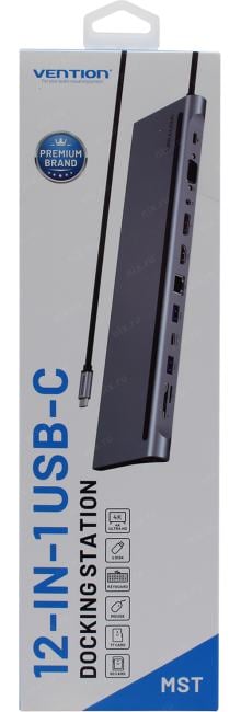 Vention <THSHC> Docking Station USB-C  -> HDMI(F)+VGA(F)+DP+RJ45+2xUSB3.0+USB2.0+USB-C+PD+Jack3.5+SD/microSD CR