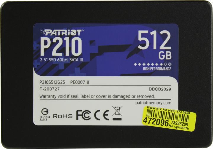 SSD 512 Gb SATA 6Gb/s Patriot P210  <P210S512G25>  2.5"