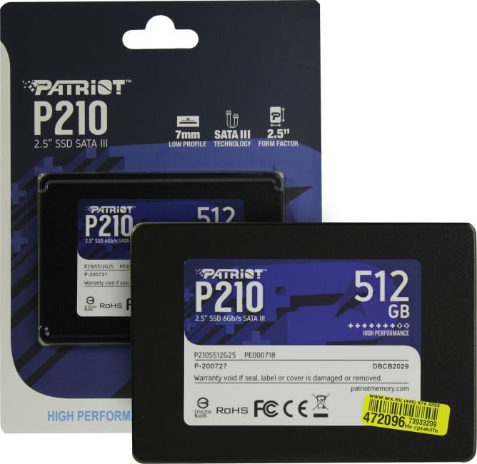 SSD 512 Gb SATA 6Gb/s Patriot P210  <P210S512G25>  2.5"