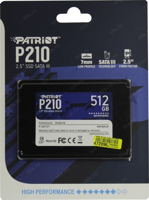 SSD 512 Gb SATA 6Gb/s Patriot P210  <P210S512G25>  2.5"