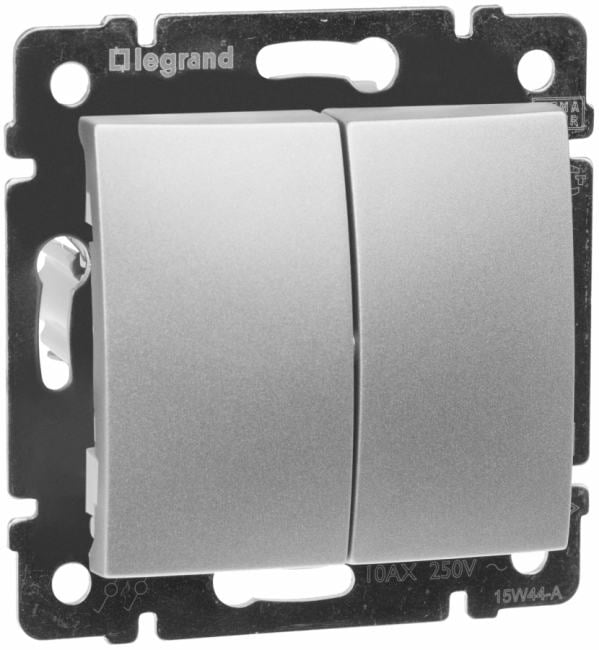 Переключатель Legrand 770108 Valena CLASSIC - на два направления двухклавишный, 10 A,  250 В~, алюминий