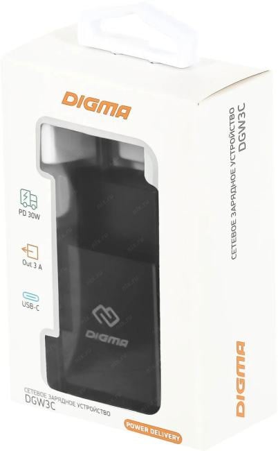 DGW3C0F010BK Сетевое зар./устр. Digma DGW3C 30W 3A (PD) USB-C  универсальное черный ()