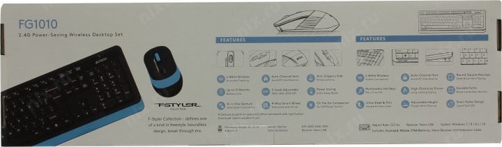 Клавиатура A4Tech Fstyler FG1010 Blue (Кл-ра, USB, FM+Мышь,4кн,  Roll, USB, FM)