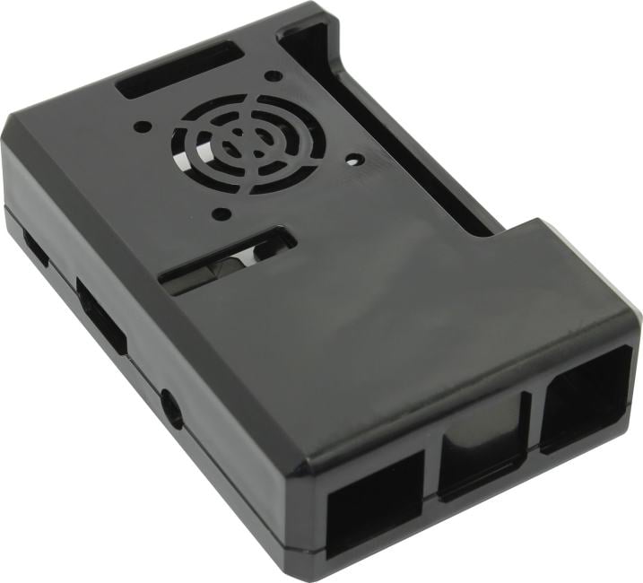 Корпус Raspberry ACD RA187, Для Raspberry Pi 3 B, черный ABS пластик, с отверстиями для портов GPIO и вентилятора.