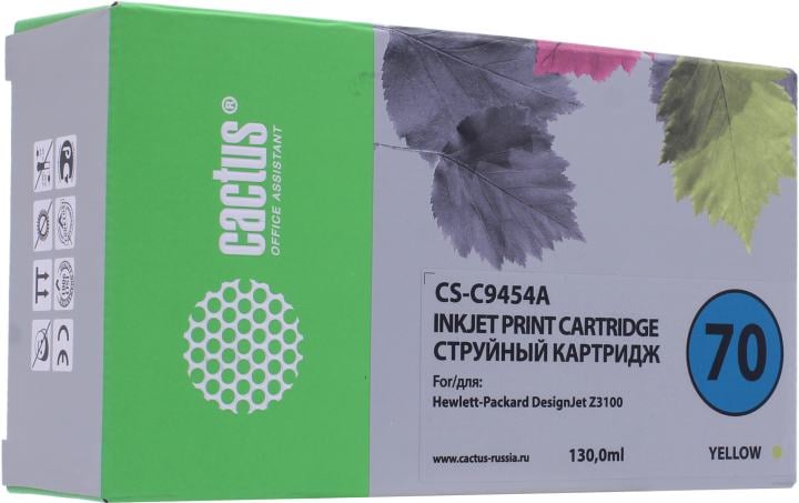 Картридж Cactus CS-C9454A (№70) Yellow для  HP DJ Z3100