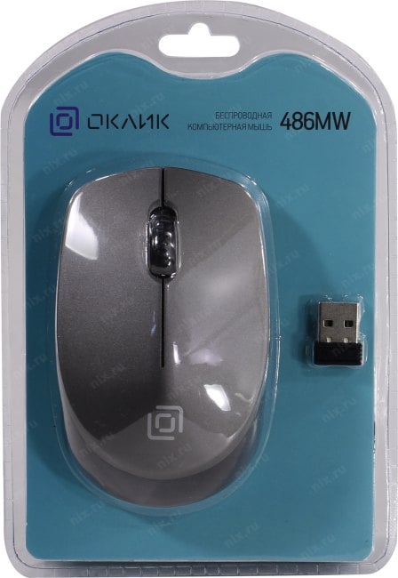OKLICK Wireless Optical Mouse <486MW> <Black&Grey> (RTL)  USB 3btn+Roll <1196552>